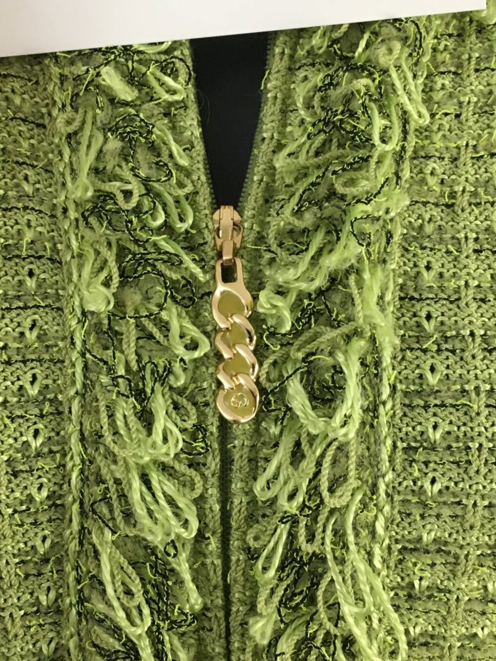 BEAUTIFUL St John collection knit green fringe multi jacket skirt suit size 4 - Picture 7 of 10